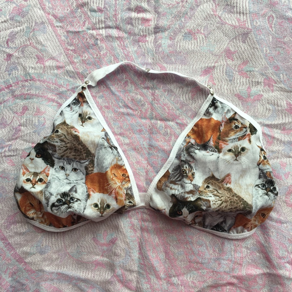cats super comfy bralette - handmade lingerie